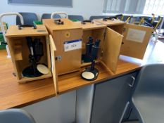 Four Microscopes, with boxes (one locked – no key)