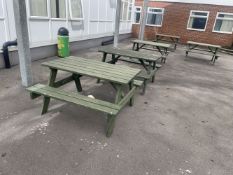 Five Timber Picnic Benches, each approx. 1.5m x 1.
