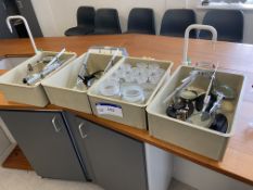 Glassware & Microscopes, as set out in four boxes