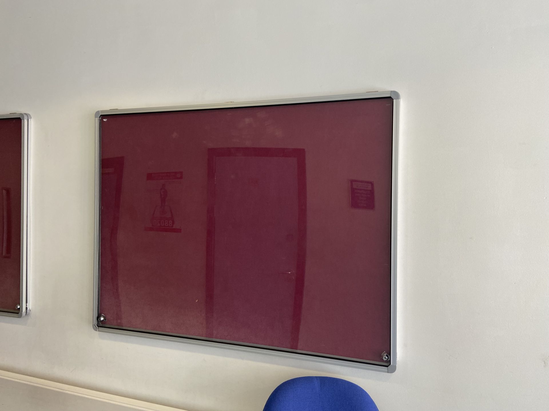 Three Maroon Wall Mounted Notice Boards (open – no - Image 2 of 2