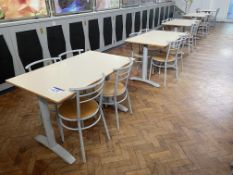 Five Tables, each 1.2m x 750mm, with 20 steel fram