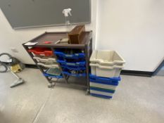 Steel Trolley & Plastic Trays, with residual conte