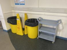 Two Bins, Trolley & Two Warning Signs (Dining Hall