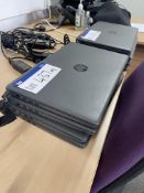 Four HP AMD Aflon Silver 3050U Laptops, with charg