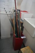 Bin, with assorted brushes (Room 137 Studio)