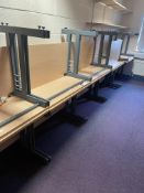 Ten Cantilever Framed Desks, each approx. 1m x 600