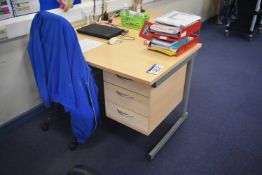 Single Pedestal Desk, with double door cupboard, m