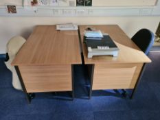 Two Steel Framed Single Pedestal Desks, each with