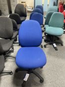 Six Blue Fabric Upholstered Swivel Chairs (Open Ar