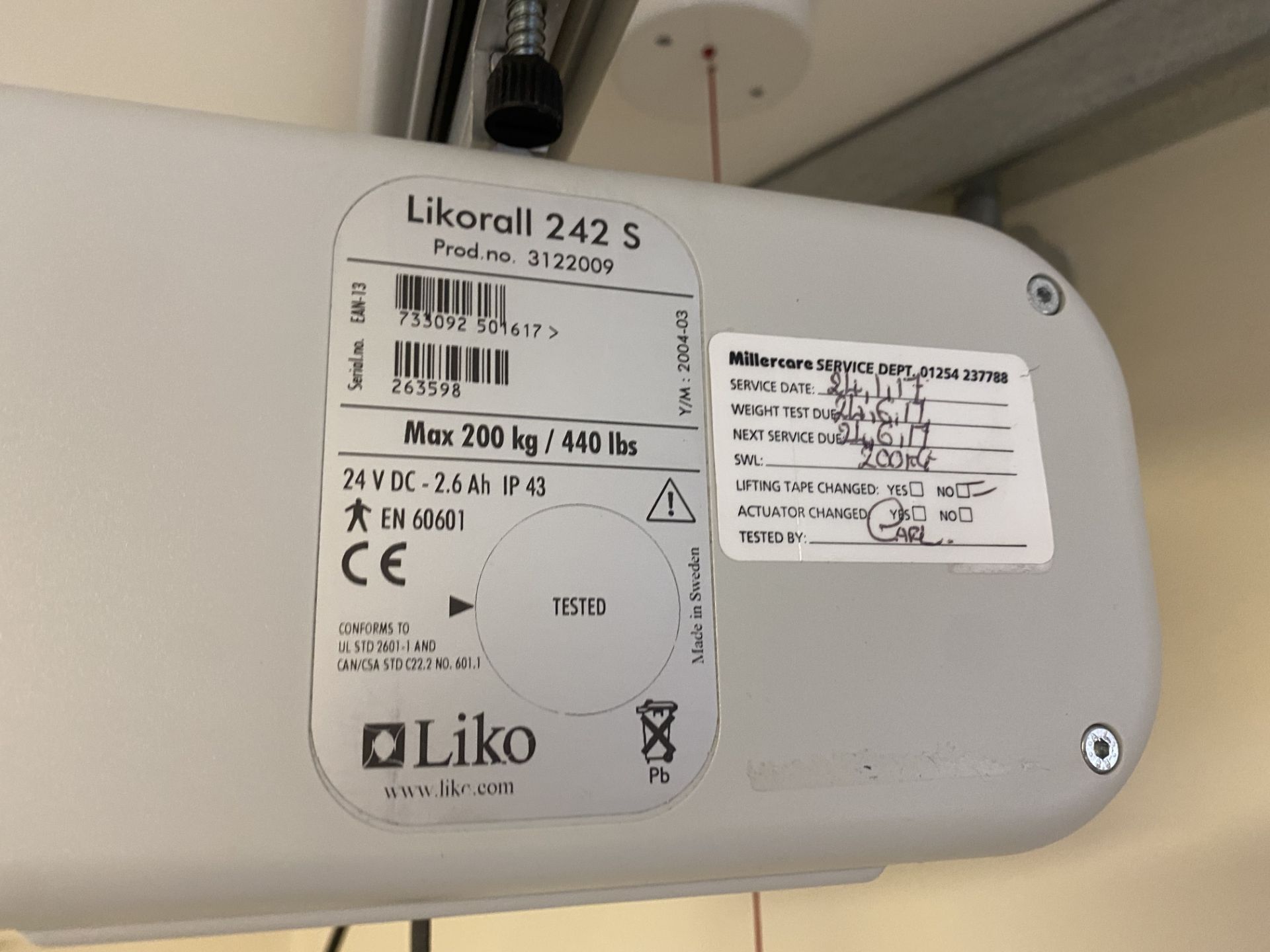 Likorall 242S Overhead 200kg Patient Lift Disabled - Image 3 of 4