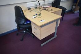 Single Pedestal Cantilever Framed Desk, with typis