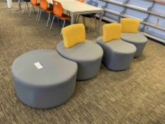 Four Circular Fabric Upholstered Chairs (Library)