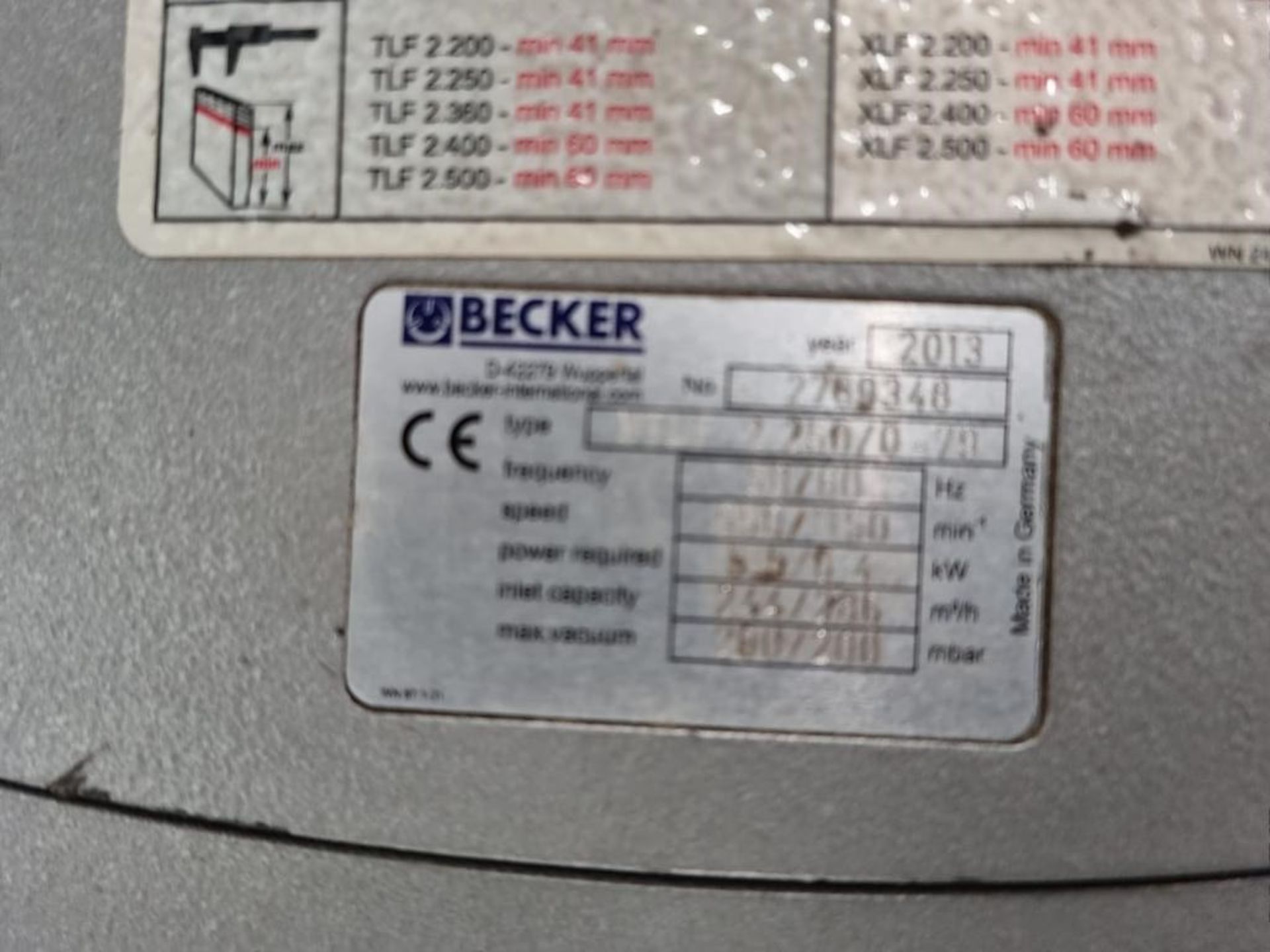 Becker Vacuum Pump, year of manufacture 2013, loading free of charge - yes, lot located at Unicorn - Image 2 of 2