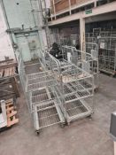 Five Wire Mesh Steel Warehouse Picking Trolleys, each approx. 1m long x 0.71m wide x 1.62m high,
