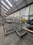 Five Wire Mesh Steel Warehouse Picking Trolleys, each approx. 1m long x 0.71m wide x 1.62m high,