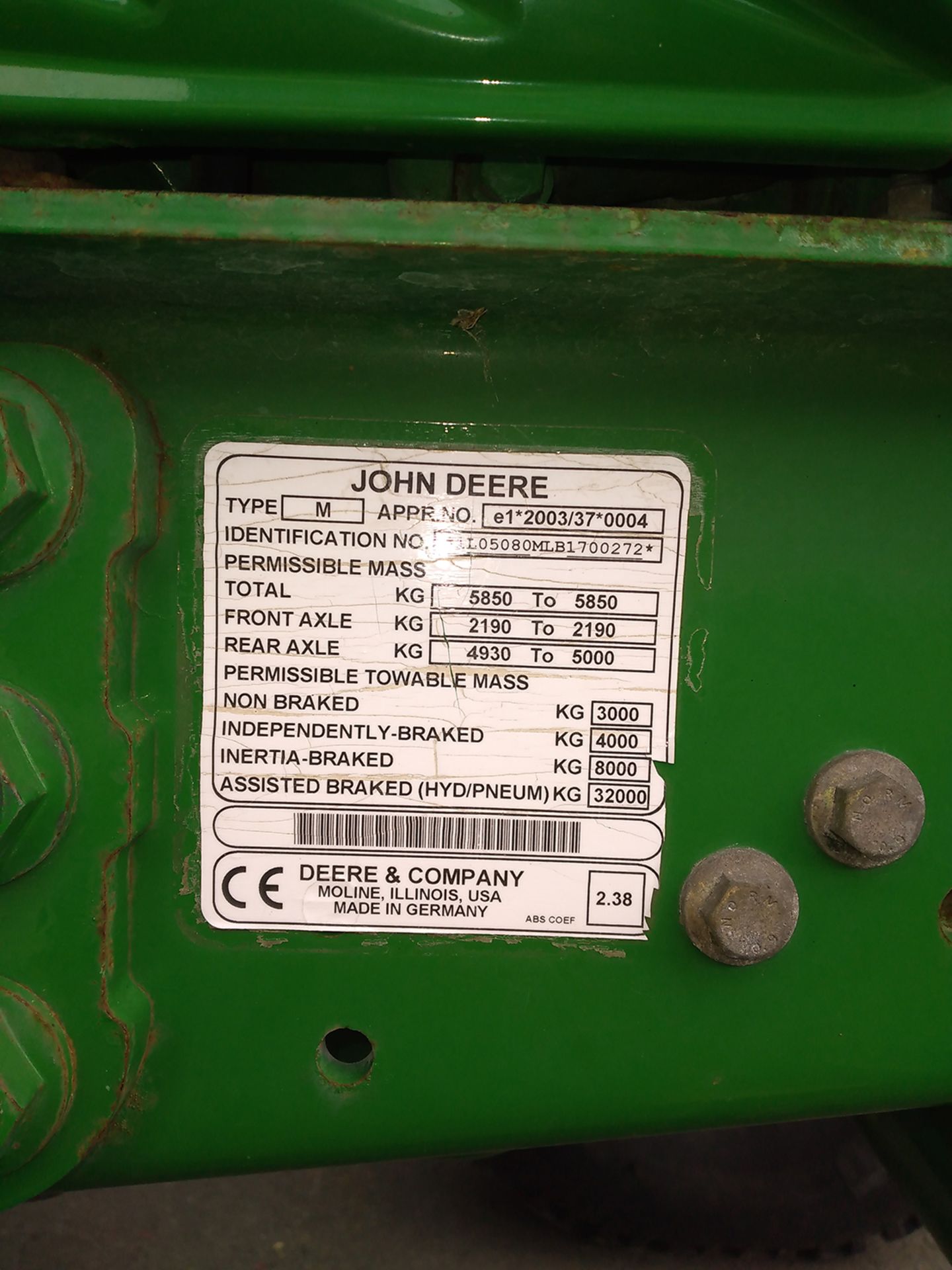 John Deere 5080 M AGRICULTURAL TRACTOR, registration no. AE61 FAF, identification no. - Image 4 of 11