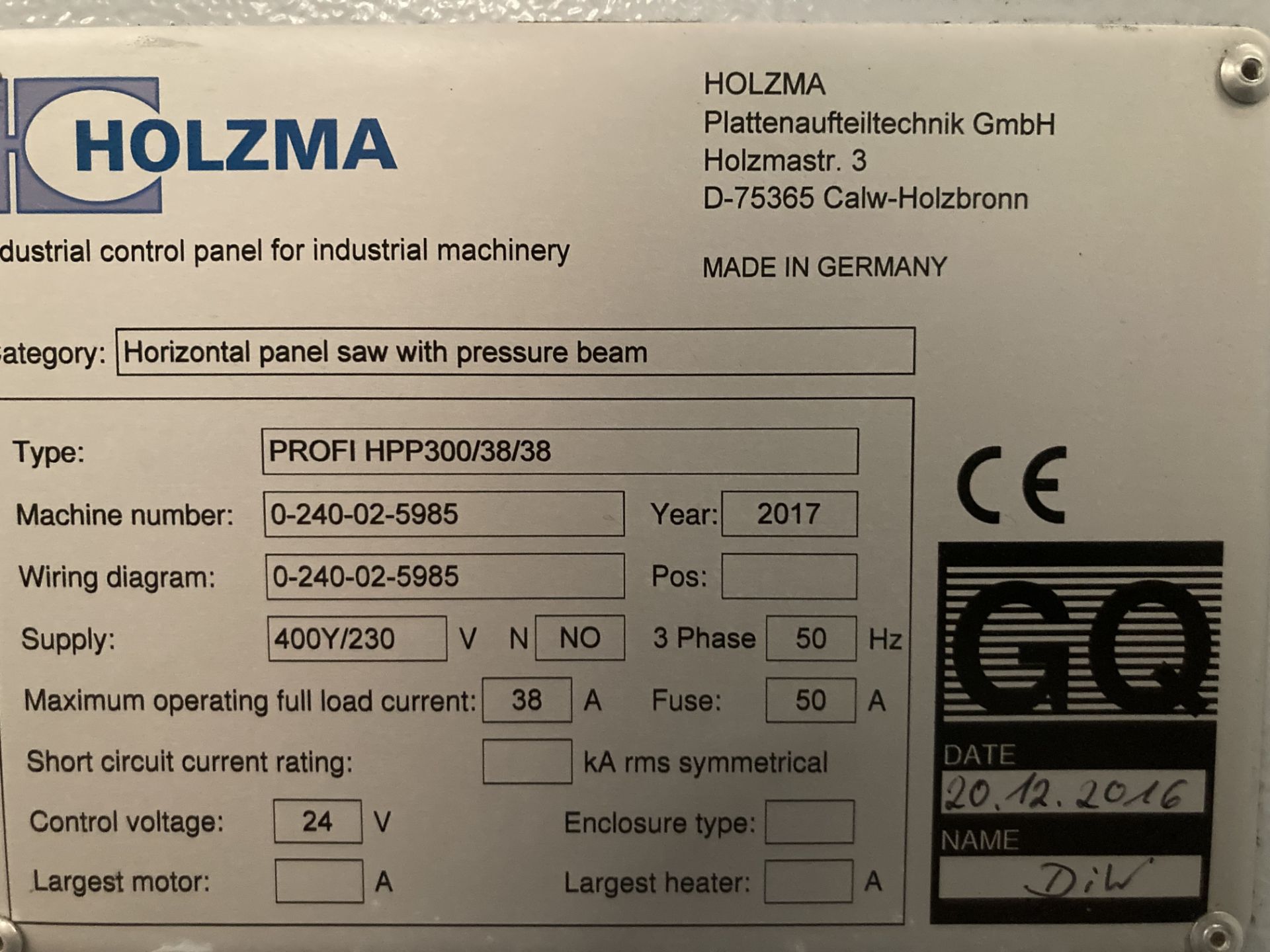 Holzma profiLine HPP300/38/38 HORIZONTAL PANEL SAW, machine no. 0-240-02-5985, year of manufacture - Image 13 of 13