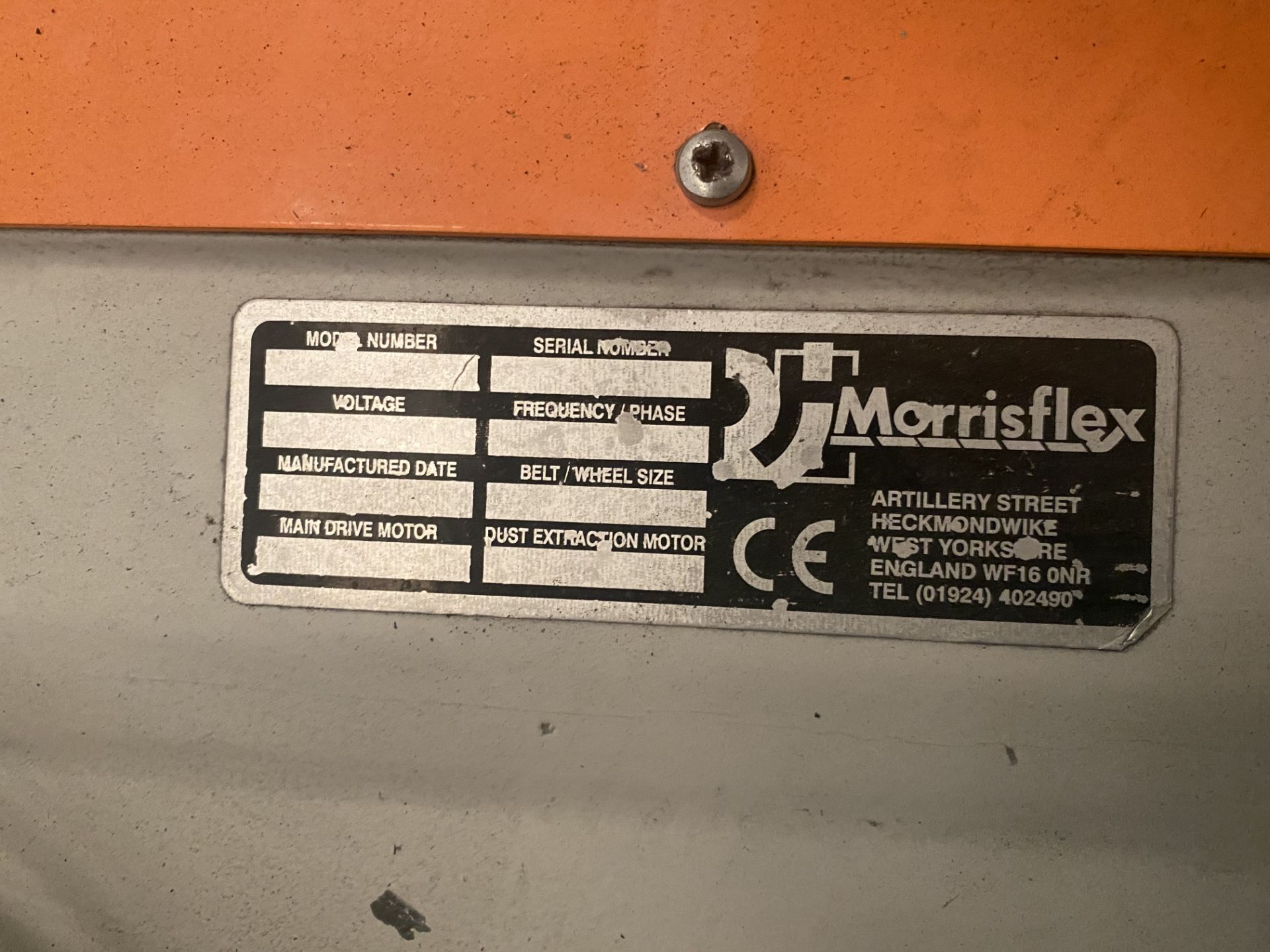 Morrisflex Linishing Machine, loading free of charge - yes, lot located at Unicorn Road Site, Off - Image 9 of 9