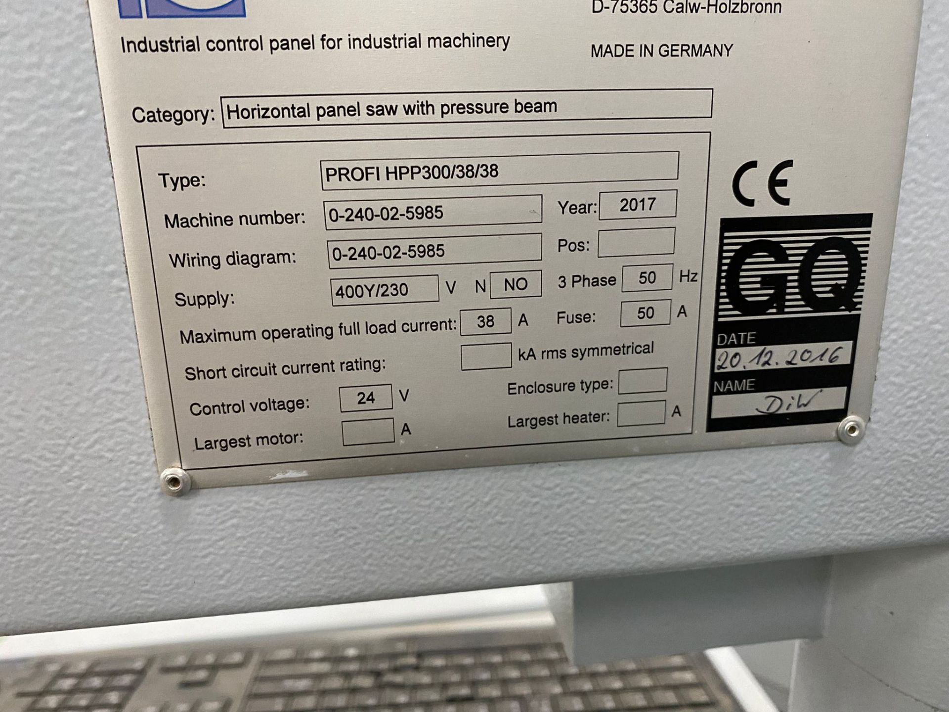 Holzma profiLine HPP300/38/38 HORIZONTAL PANEL SAW, machine no. 0-240-02-5985, year of manufacture - Image 5 of 13