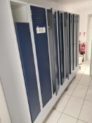 Ten Grey and Blue Metal Personal Lockers (No Keys)