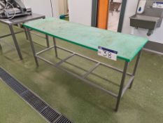 Stainless Steel Green Poly Top Chopping Table for Washed Fruit and Veg, Approx. 1.8m x 0.6m x 0.83m