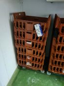 Thirteen Plastic Stackable Trays on One Plastic Dolly