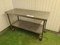 Mobile Stainless Steel Preperation Table, Approx. 1.5m x 0.6m x 0.9m