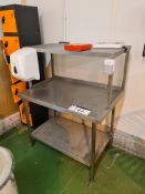 Stainless Steel Three Tier Preperation Table and Stainless Steel Side Table, Approx. 1.1m x 0.7m x