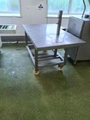 Stainless Steel Mobile Table, Aprox. 1.5m x 1m x 0.75m