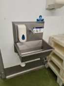 Syspal Stainless Steel Knee Operated Wall Mounted Sink (Water and Waste Pipes Needs Disconnecting