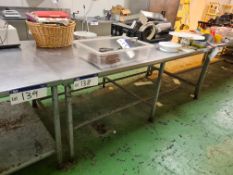 Stainless Steel Table, Approx. 2.35m x 1.15m x 0.9m