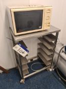 Stainless Steel Mobile Tray Trolley and Microtime FM1535E Microwave
