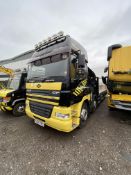 DAF CF 85.430 RHD 8x2 CHEESE WEDGE BEAVERTAIL PLANT TRANSPORTER FITTED CRANE, registration no.