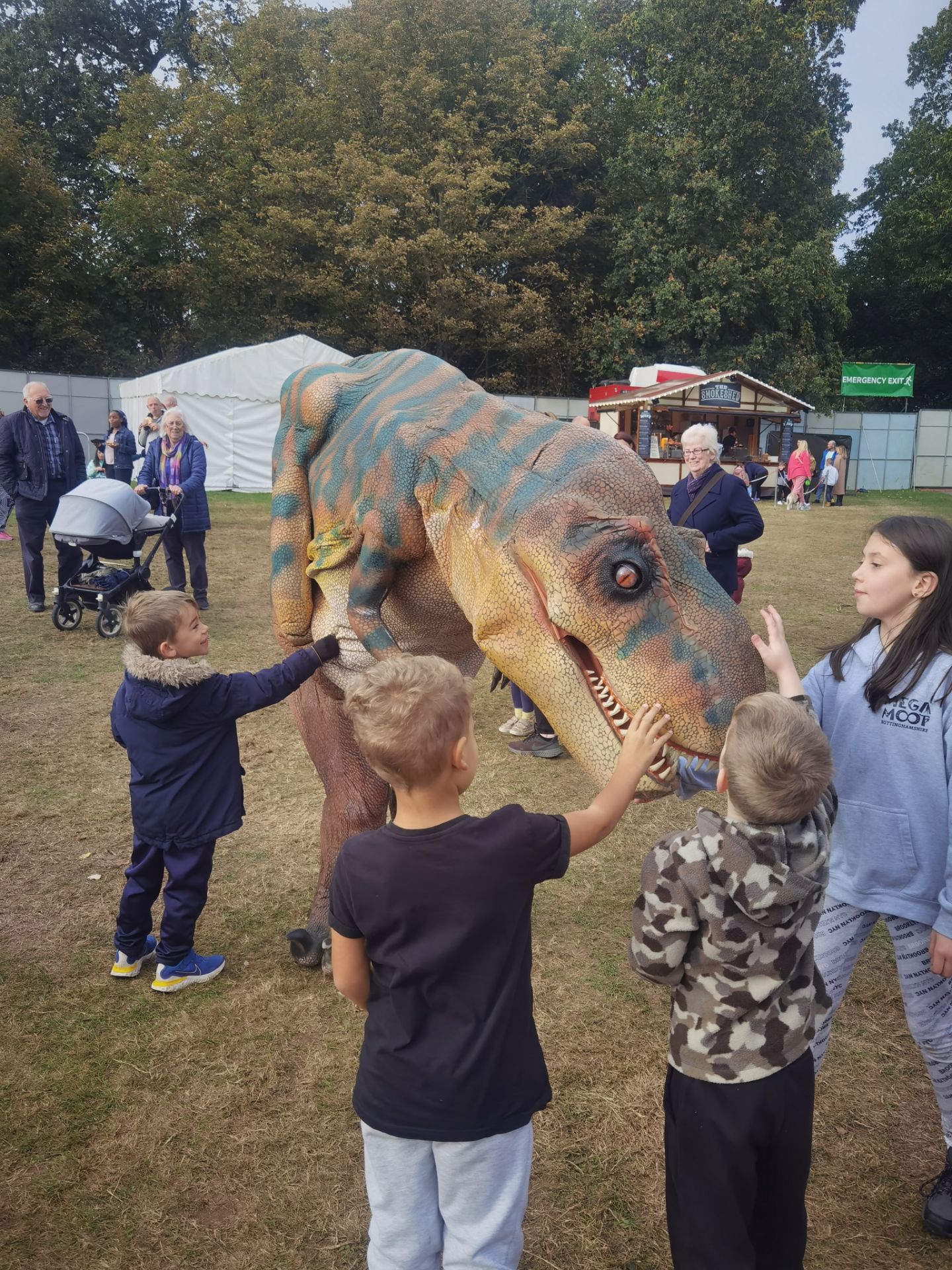 Dinosaur costume made from quality steel structure and high density sponge. Fully wearable robotic