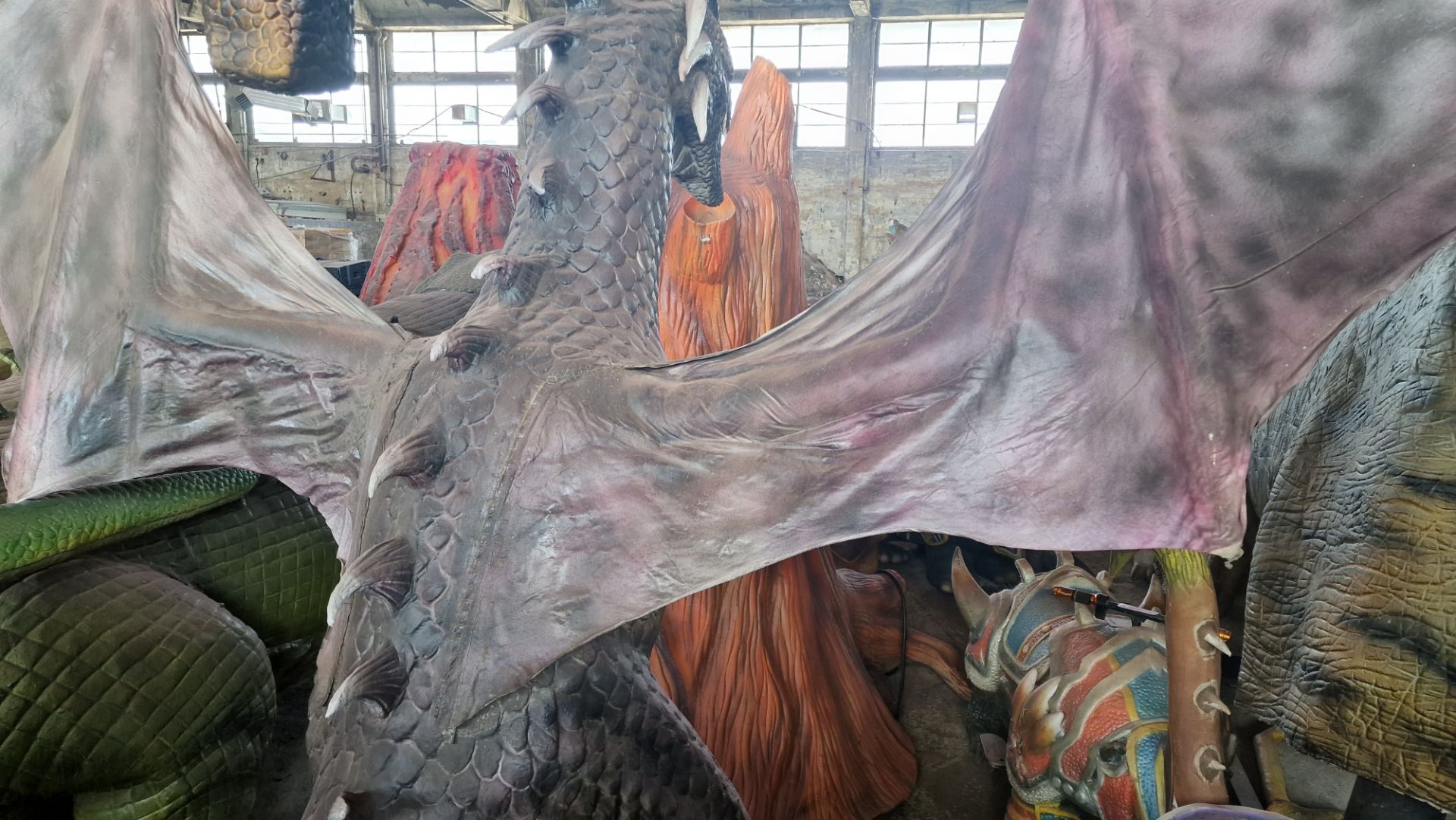 Animatronic Dragon 2m long, 2.2m approx. high, constructed from fiberglass, comes with control box