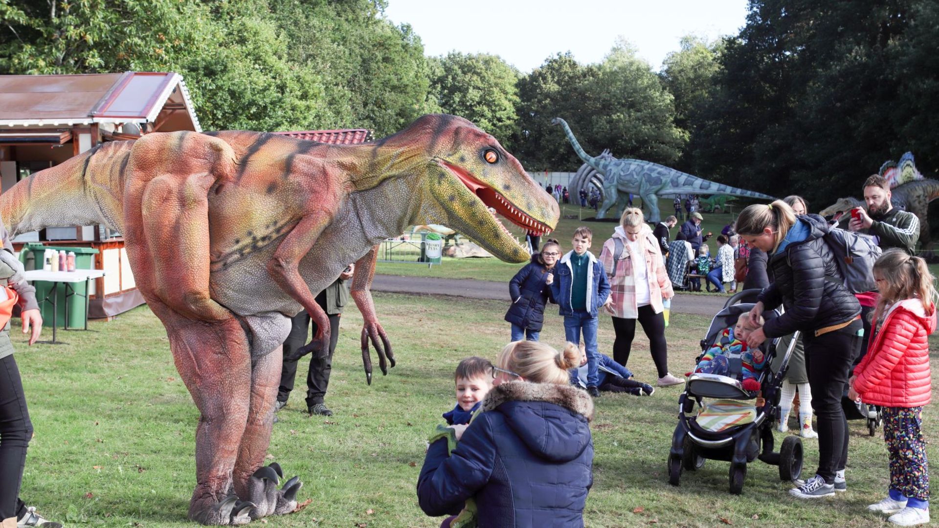 Dinosaur costume made from quality steel structure and high density sponge. Fully wearable robotic