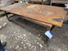 Steel Bench, approx. 1.8m x 900mm, including steel plate to top (take out and loading charges £5 +