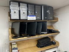 Six Personal Computers, mainly Pentium, with flat screen monitors, keyboards and mouse, as set