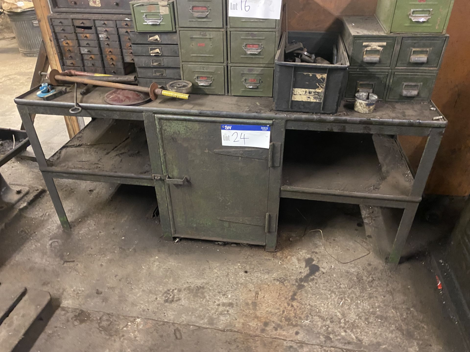Steel Bench, approx. 1.8m x 640mm (contents excluded) (take out and loading charge £5 + VAT)Please