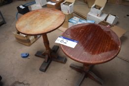 Two Circular Wood TablesPlease read the following important notes:- NOTE NO FORK LIFT TRUCK ON SITE!