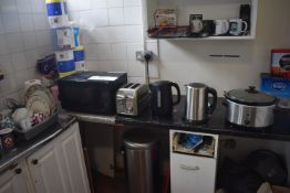 Microwave Oven, Toaster, Two Kettles, Slow Cooker, Pedal Bin, Tissue and Logik RefrigeratorPlease