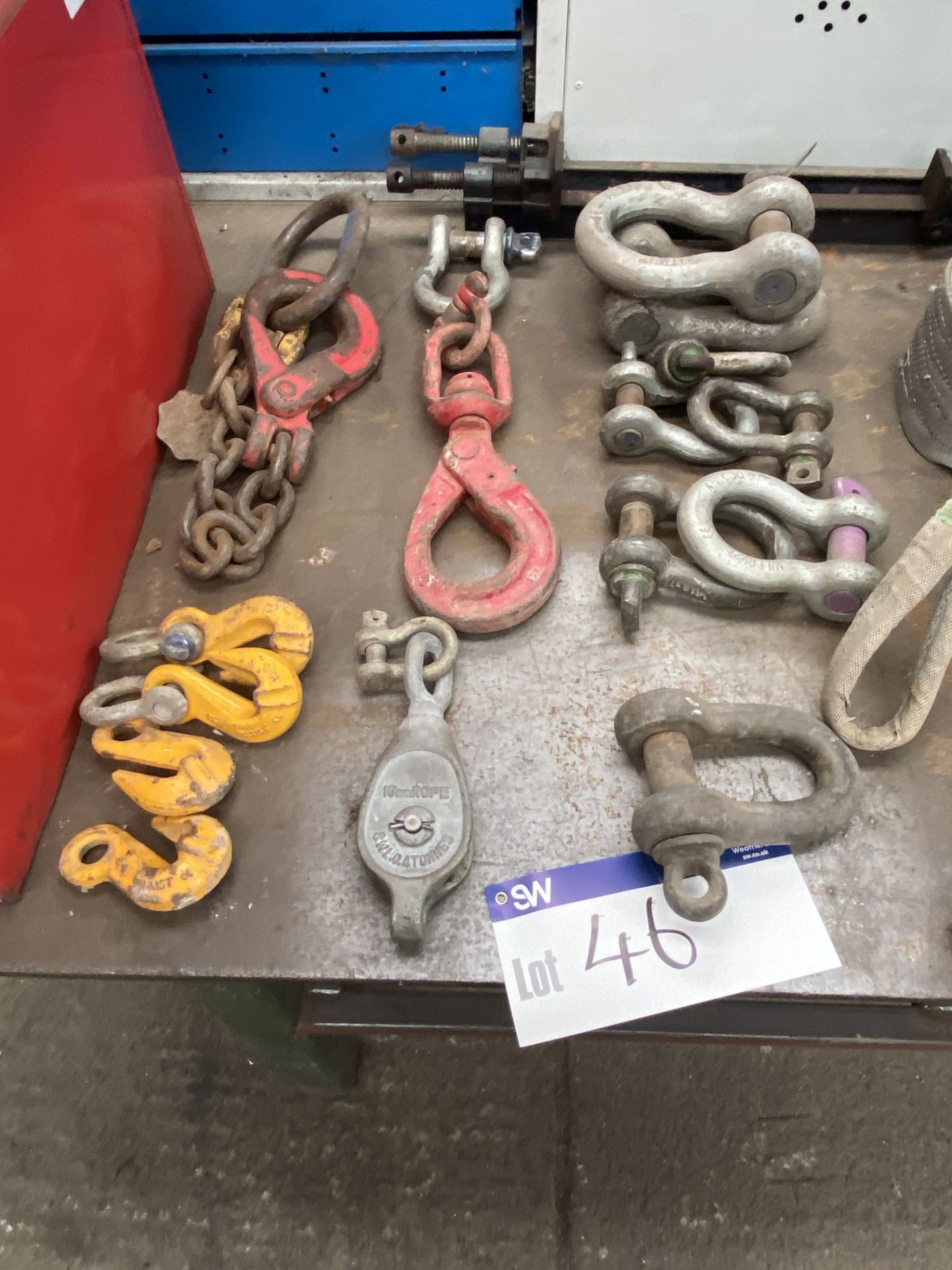 Assorted Lifting Equipment, including lifting hooks, shackles and chains Note:- VAT will not be