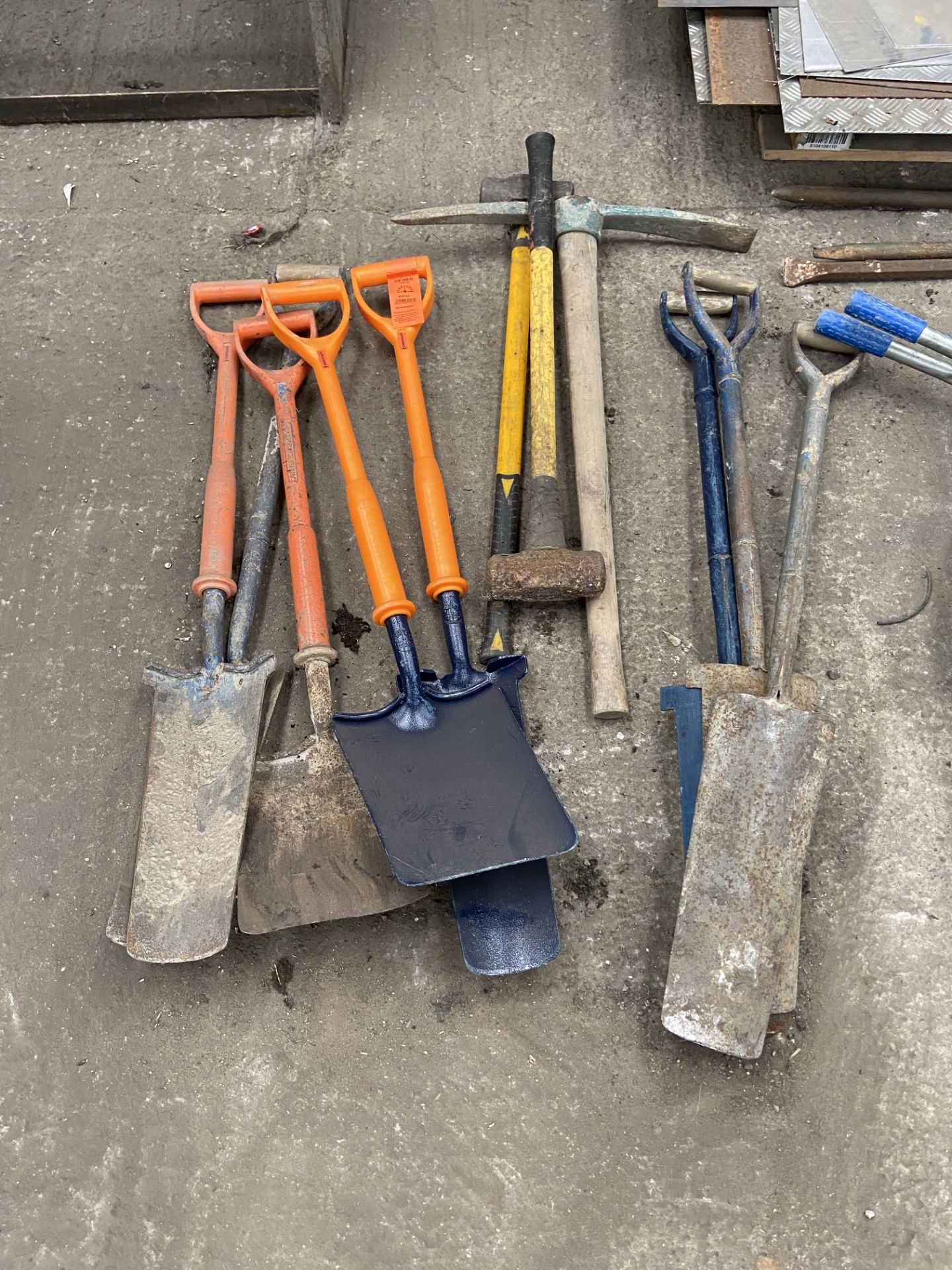 Hand Tools, including post shovels, shovels, sledgehammer and pickaxe Note:- VAT will not be charged