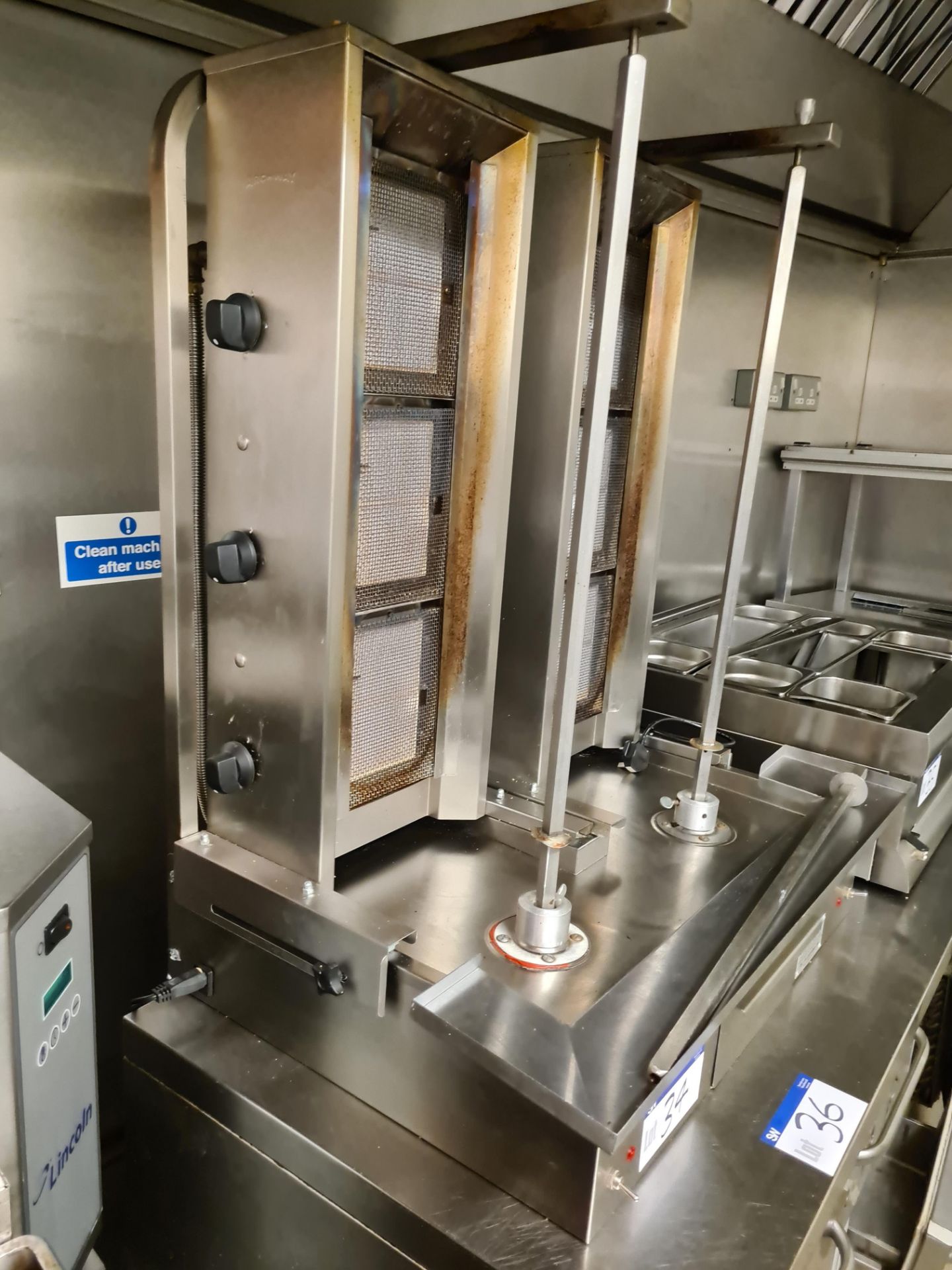 ARCHWAY 3BT/NG Stainless Steel Twin Doner Kebab Heater Stand (240V) (Gas Needs Disconnecting and - Image 2 of 5