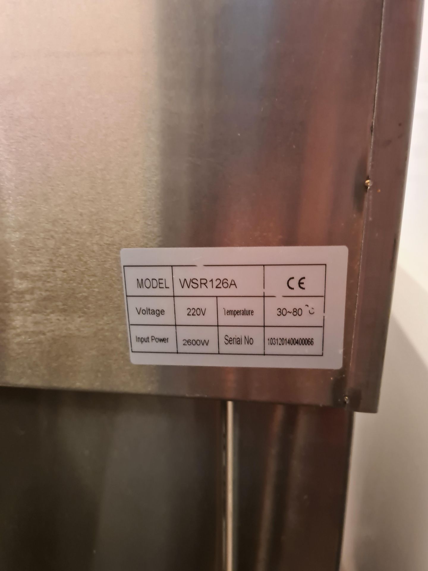 WSR126A Stainless Steel Warming Cupboard, Approx. 1.2m (L) x 0.6m (W) x 1m (H) (240v) - Bild 4 aus 4