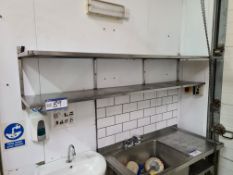 Stainless Steel Two Tier Wall Shelving, Approx. 1.85m (L) x 0.4m (W) x 0.45m (H)