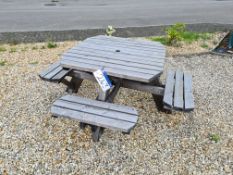 Eight Seater Wooden Bench, Approx. 1.8m (L) x 1.8m (W) x 0.75m (H) (Bolted to Ground)