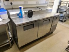 TRUE TPP-67 Stainless Steel Mobile Pizza Prep Station & Fridge, Approx. 1.7m (L) x 0.8m (W) x 1.