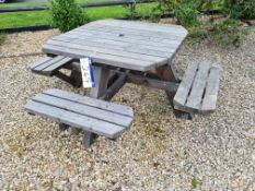 Eight Seater Wooden Bench, Approx. 1.8m (L) x 1.8m (W) x 0.75m (H) (Bolted to Ground)