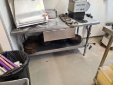 Stainless Steel Two Tier Prep Table c/w Single Drawer, Approx. 1.5m (L) x 0.75m (W) x 0.85m (H)